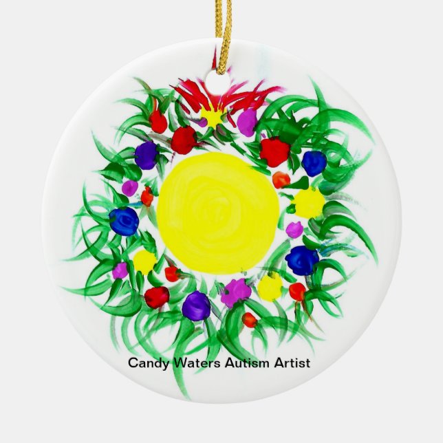 Candy Vatten Autism Artist Julgransprydnad Keramik (Framsidan)