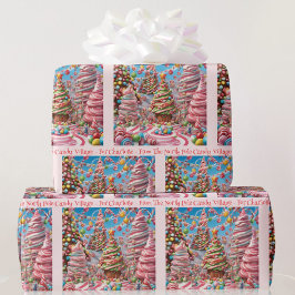 Candy Village Add Girl's Namn Rosa jul Presentpapper