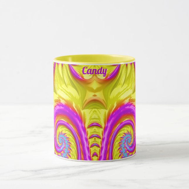 CANDY ~ Zany 3D ~ Lila Rosa Blue Gult Mugg (Center)