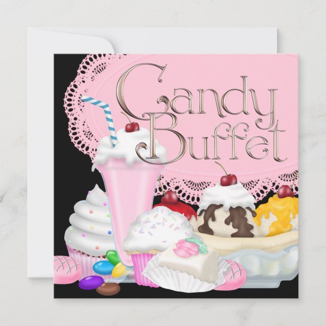 Candybuffé-partajinvitation Mall (Framsida)