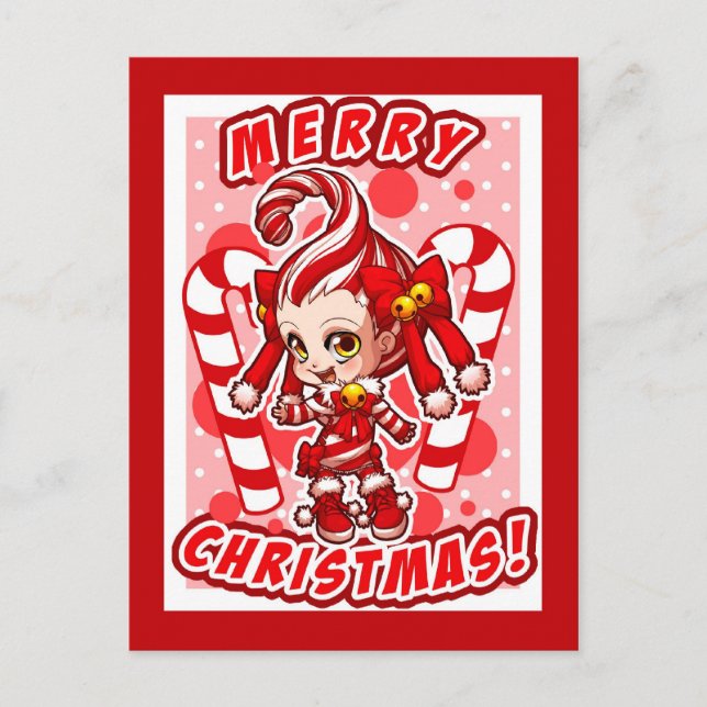 Candycane-chan-julkort Helg Vykort (Framsida)