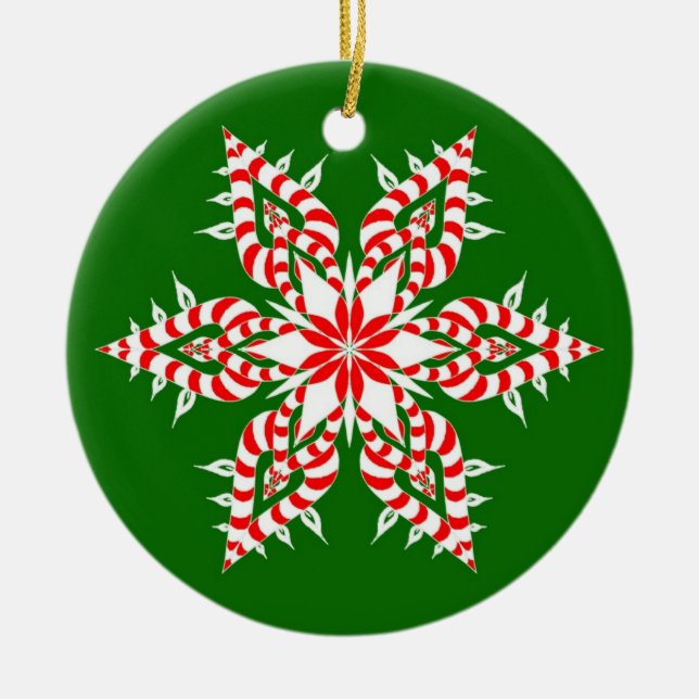 Candycane grön Snowflake - julprydnad Julgransprydnad Keramik (Framsidan)