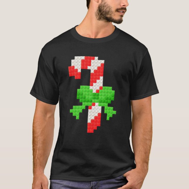 Candycane jul Master Builder Block Brick Bui T Shirt (Framsida)
