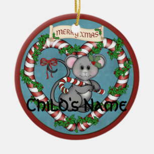 CandyCane mus Julgransprydnad Keramik