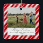 Candycane Rand Merry Chhristmas Julgransprydnad Keramik<br><div class="desc">Candy-käpp Rand God jul-design med 3 foton</div>