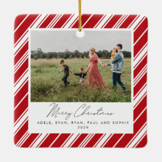 Candycane Rand Merry Chhristmas Julgransprydnad Keramik