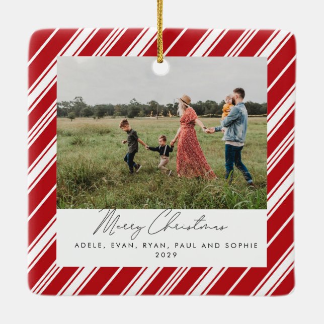 Candycane Rand Merry Chhristmas Julgransprydnad Keramik (Baksida)