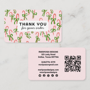 Candycanes Customer Order Tack QR Code Social Visitkort