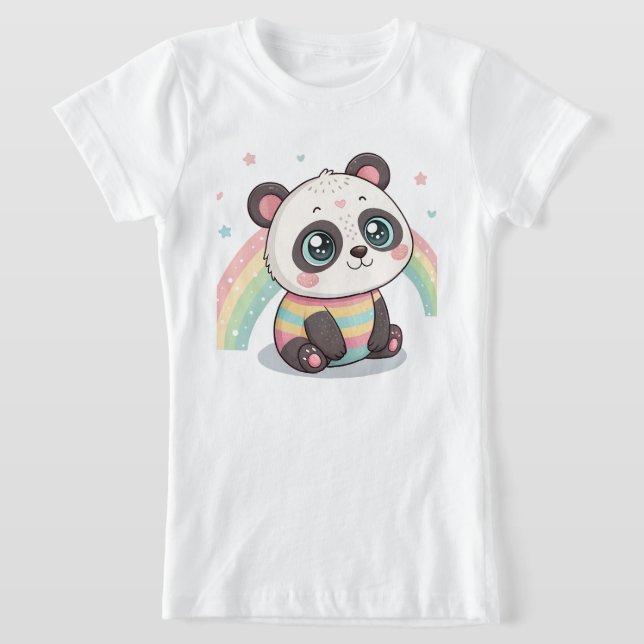 Candyfärgad Panda Seriet-shirt Design T Shirt (Laydown)
