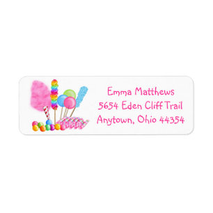 Candyland adressetiketter returadress etikett