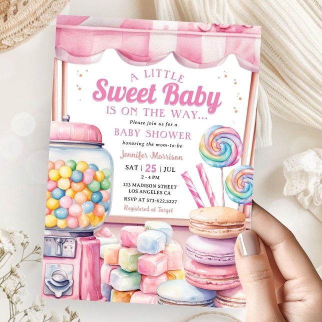 Candyland Baby Shower Girl Rosa Sweet Inbjudningar (Skapare uppladdad)
