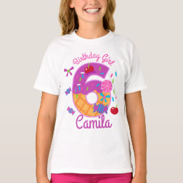 Candyland Birthday Girl sjätte lollipop T Shirt