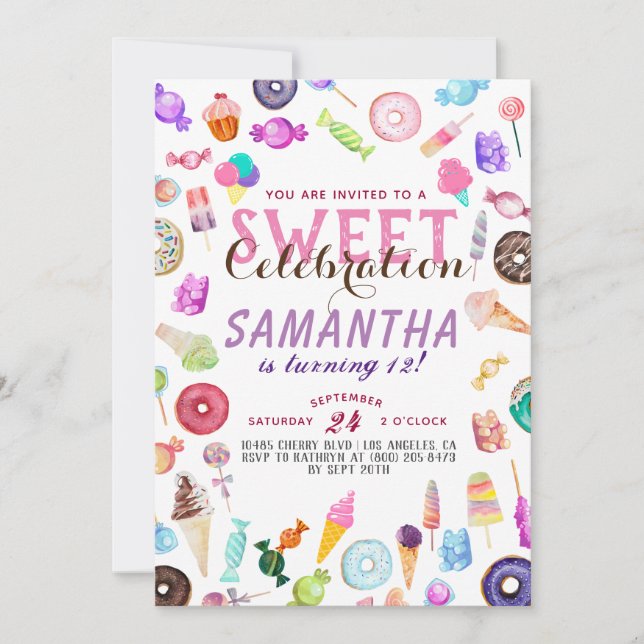 Candyland Birthday Inbjudningar (Framsida)