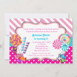 Candyland candy Theme Birthday Investigation Inbjudningar