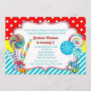 Candyland candy Theme Birthday Investigation Inbjudningar