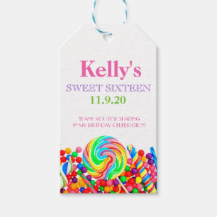 Candyland Candy Theme Sweet 16 Favor MÄRKRE Presentetikett