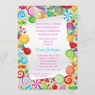Candyland candy Theme Sweet 16 Inbjudan
