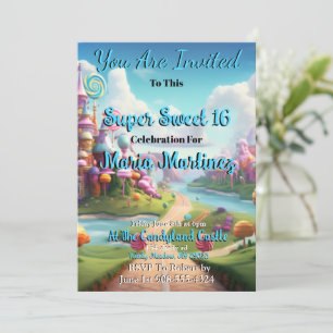 Candyland Castle Sweet 16 inbjudningar