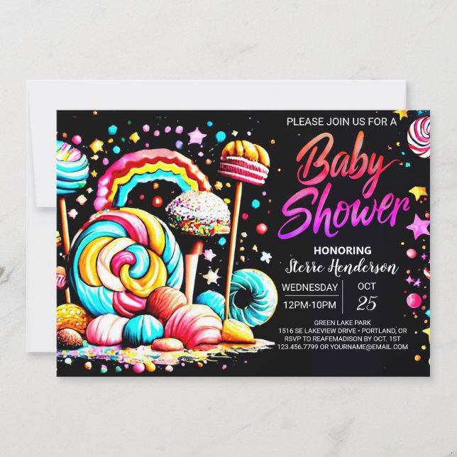 Candyland Dreamland Baby Shower Inbjudningar (Framsida)