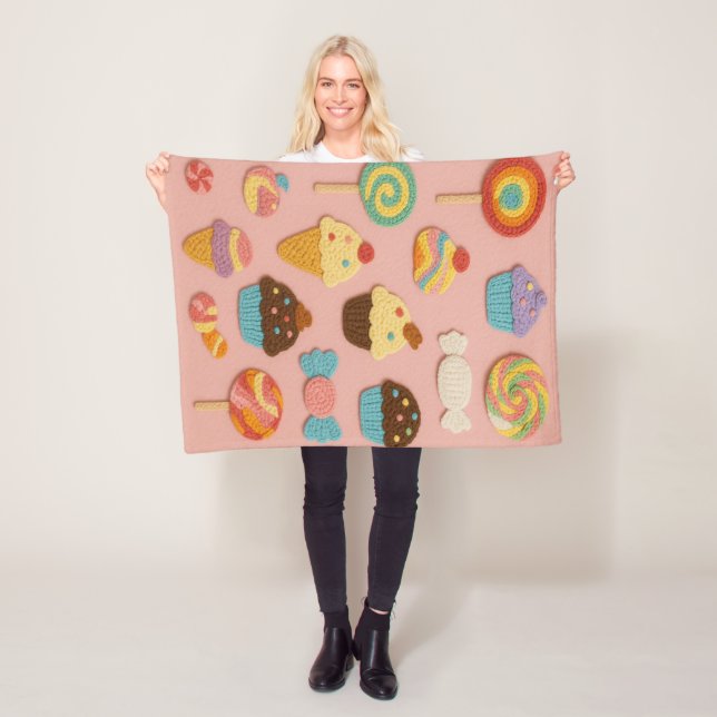 Candyland Faux Crochet Fleece Blanket-Kids&Nursery (På plats)