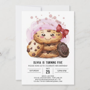 Candyland Girly Rosa Cookies Birthday Inbjudningar