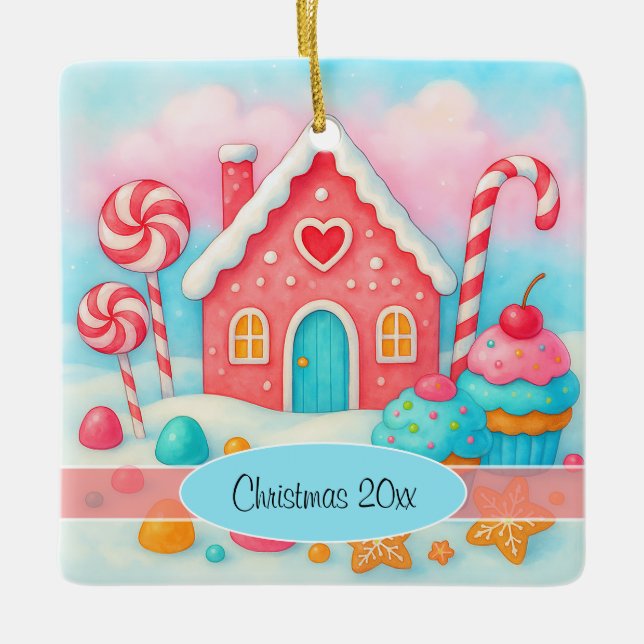 Candyland God Jul Helgdag Ornament (Framsida)