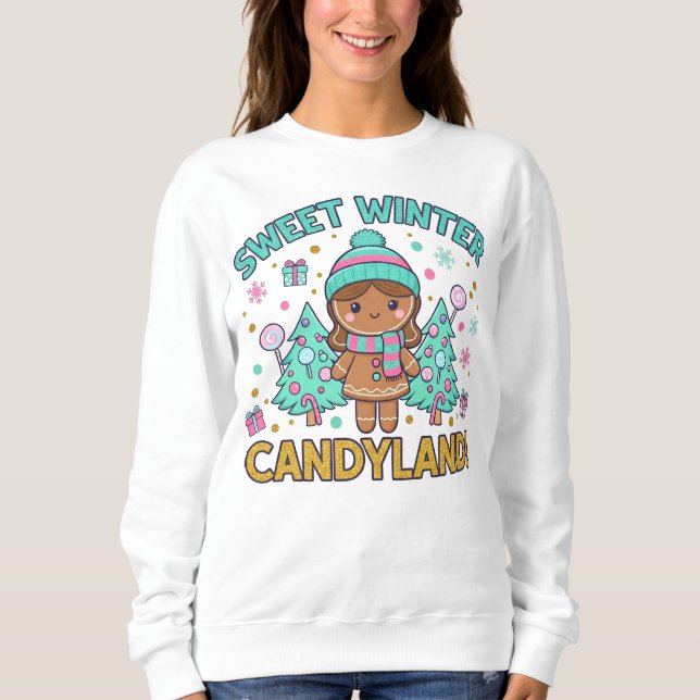 Candyland Jul T-shirt – Whimsisk Vinter Julfirande (Framsida)