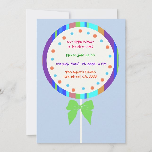 Candyland Lollipop Birthday-inbjudningar Inbjudningar (Framsida)