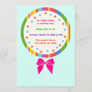 Candyland Lollipop Birthday-inbjudningar Inbjudningar