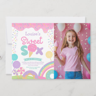 Candyland och Ice Cream, 6e-födelsedagen Inbjudningar