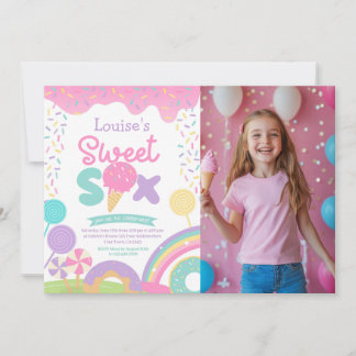 Candyland och Ice Cream, 6e-födelsedagen Inbjudningar