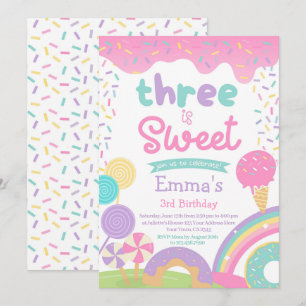 Candyland och iskräm, två sötsaker, andra födelsed inbjudningar