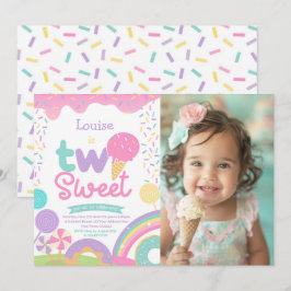 Candyland och iskräm, två sötsaker, andra födelsed inbjudningar