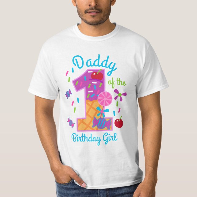 Candyland pappa till första födelsedagslollipop t shirt (Framsida)