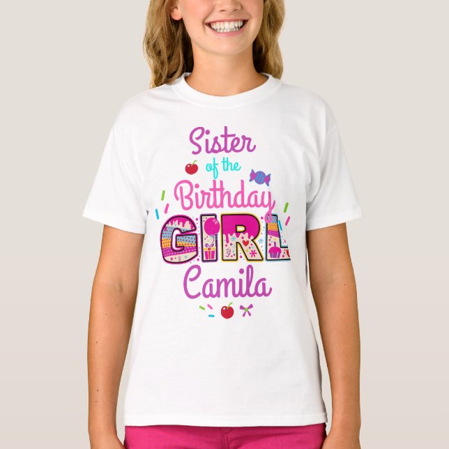 Candyland Sister of the Birthday Girl | Lollipop T Shirt (Framsida)