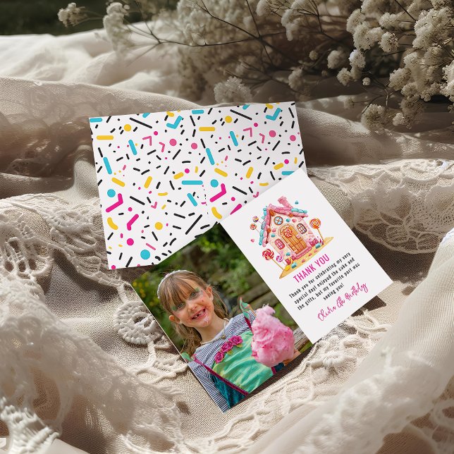 Candyland Söta Firande Barnkalas Tack Kort (Candyland Sweet Celebration Kids Birthday Party  thank you card)