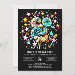 Candyland Stollig Editable Birthday Inbjudningar