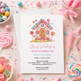 Candyland Sweet Firande Barns födelsedag Party Inbjudningar