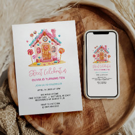 Candyland Sweet Firande Barns födelsedag Party Inbjudningar