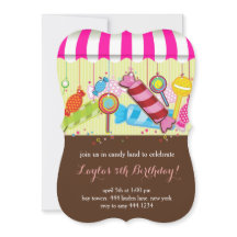 Candyland Sweet Shop Birthday-inbjudningar