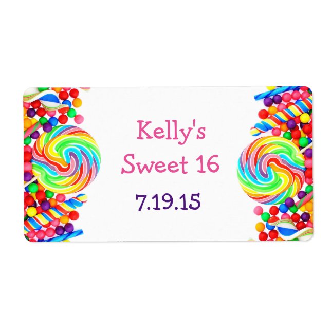 Candyland Theme Sweet 16 Anpassningsbars-favoritet Fraktsedel (Framsidan)