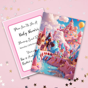 Candyland World Babydusch Inbjudningar