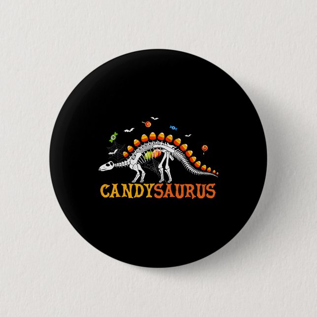 Candysaurus Candy corn Dinosaur Skeleton Lycklig H Knapp (Framsida)