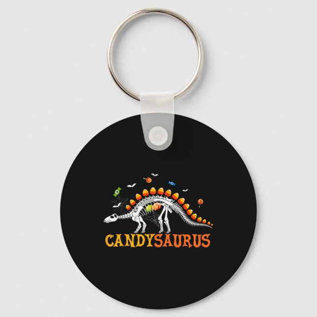 Candysaurus Candy corn Dinosaur Skeleton Lycklig H Nyckelring (Framsida)