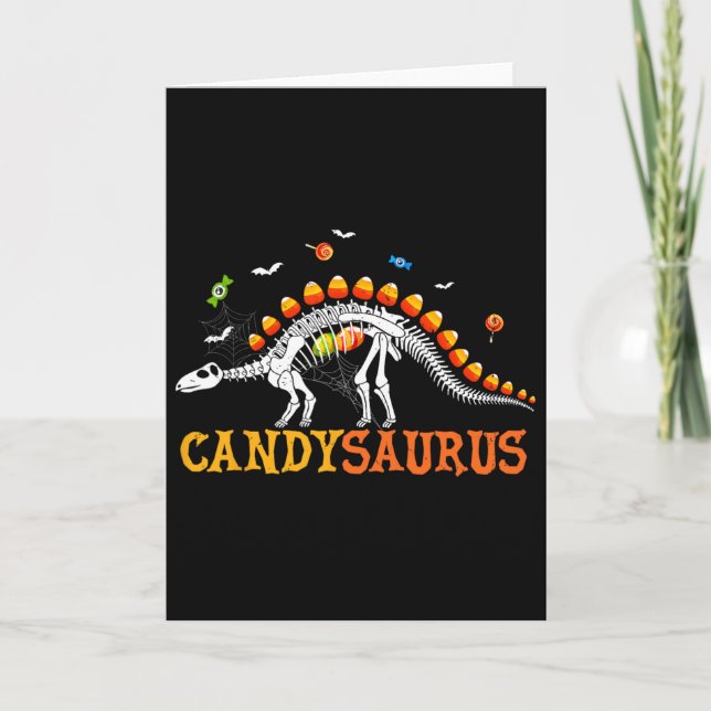 Candysaurus Candy Corn Dinosaur Skelett Glad Hal Kort (Framsida)