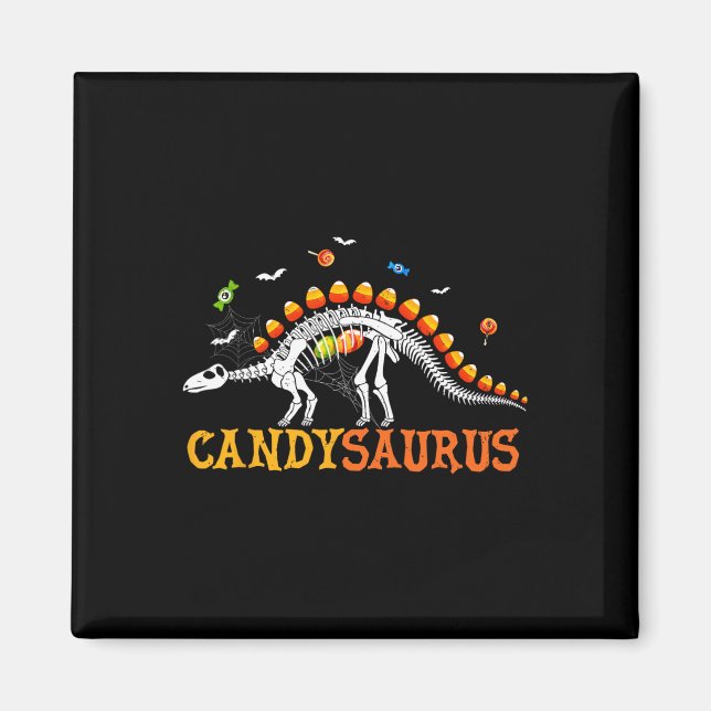 Candysaurus Candy Corn Dinosaur Skelett Glad Hal Magnet (Framsidan)