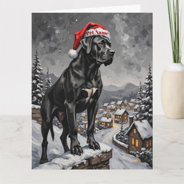 Cane Corso Beskyddare av julbyn hatt Kort (Framsida)