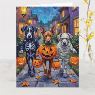 Cane Corso busar på godis i halloween-kostymer Kort