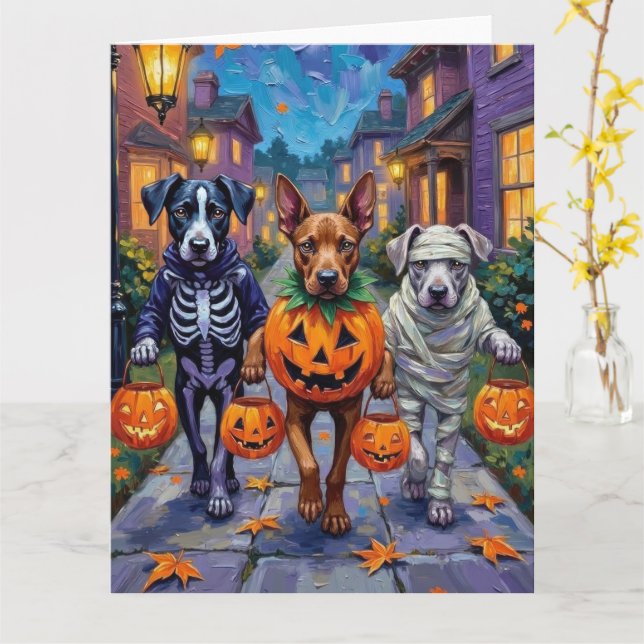 Cane Corso busar på godis i halloween-kostymer Kort (Gul blomma)