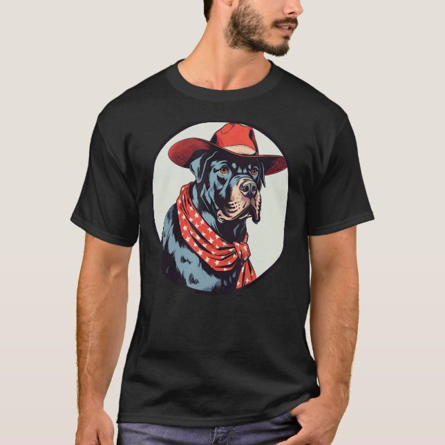 Cane Corso Cowboy Rolig Hund Vilda Västern T Shirt (Framsida)